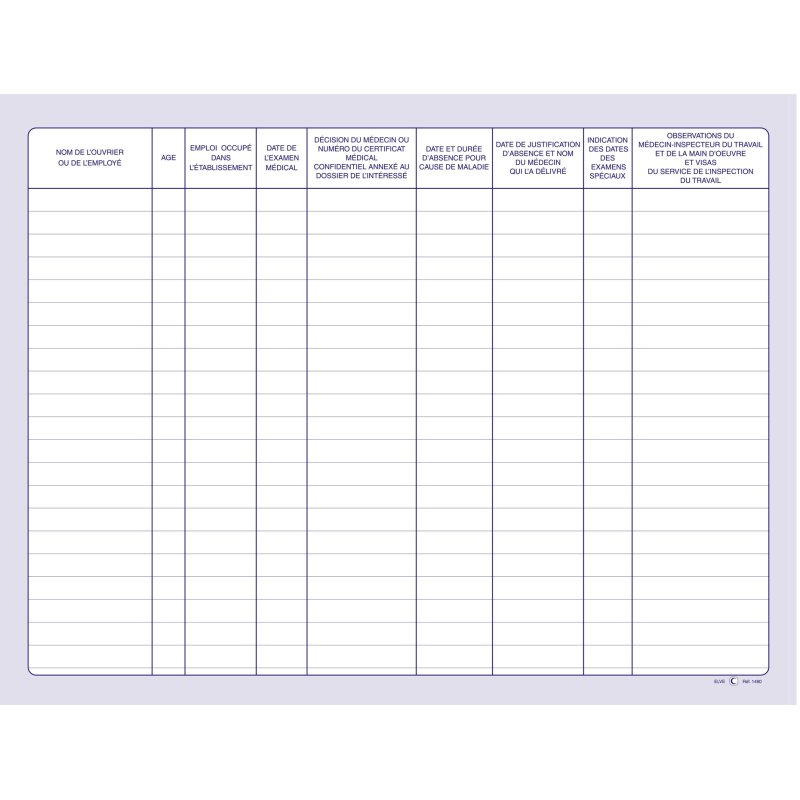 ELVE medisch register gelinieerd, blauw, 60 pagina's, 240×320 mm, 21 lijnen